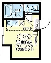 横濱マリーナ・ベイ3 1階ワンルームの間取り
