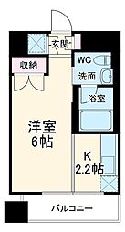 JR常磐線 松戸駅 徒歩5分の賃貸マンション 10階1Kの間取り