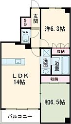 サーパス高崎栄町 8階2LDKの間取り