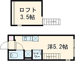 Comfort 天照 2階ワンルームの間取り