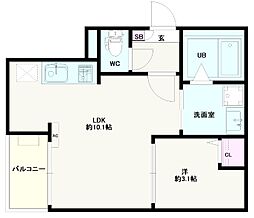 Jack shimofujisawa II 2階1LDKの間取り
