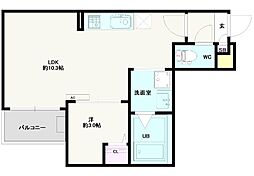 Jack shimofujisawa II 2階1LDKの間取り