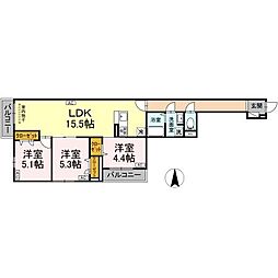 セレスティア東葛西V 301 3階3LDKの間取り