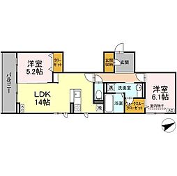 D’s LIEN (ディーズリアン)　C 3階2LDKの間取り
