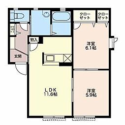 さくらハイツ 1階2LDKの間取り