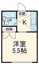 ロイヤルハイム 2階ワンルームの間取り