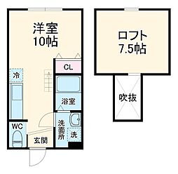 アーリーガーデン横濱山手II 1階ワンルームの間取り
