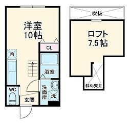 アーリーガーデン横濱山手II 2階ワンルームの間取り