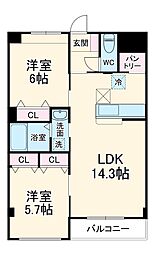 ｓｕｎｓｈｉｎｅ　ｒｅｓｉｄｅｎｃｅ 2階2LDKの間取り