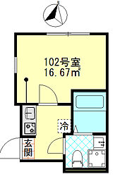 ブローテ四ツ木 1階1Kの間取り