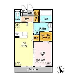 つくばエーツー 3階1LDKの間取り