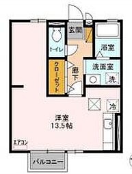 ビューテラスハイム天王台 1階ワンルームの間取り