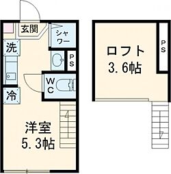 ハーモニーテラス上井草V 202 2階ワンルームの間取り