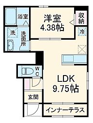 リーブルファイン白須賀 103 1階1LDKの間取り
