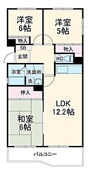 百合ヶ丘社宅 2階3LDKの間取り