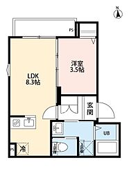 MIRAI STAGE 三郷(ミライステージミサト) 2階1LDKの間取り