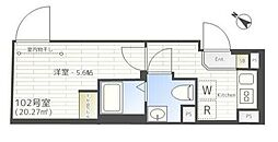 メゾンド町屋 4階1Kの間取り
