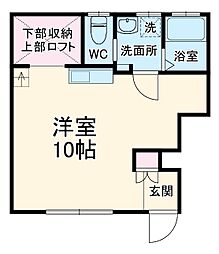 パークガーデン東伊場 1階ワンルームの間取り