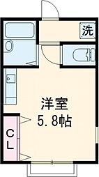 プリンス小松 2階ワンルームの間取り