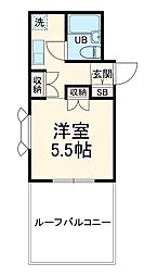 ＴＯＰ長津田第2 3階1Kの間取り