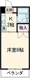 ホワイトプラム 1階1Kの間取り