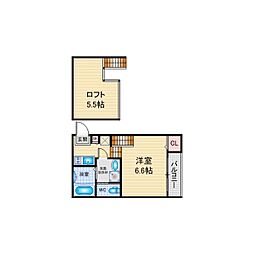 コンフォート東海通 1階1Kの間取り