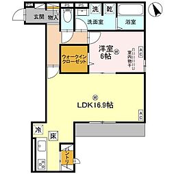 スペチアーレ赤川 1階1LDKの間取り