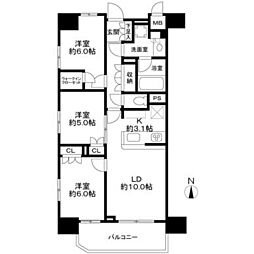 プレシス八王子 8階3LDKの間取り