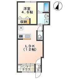 ブルヴァール 1階1LDKの間取り