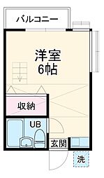 ＤＫ北習志野コーポ 2階ワンルームの間取り