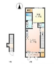 ニュークラリス 2階1LDKの間取り