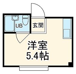 シャピタン六角 4階ワンルームの間取り