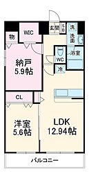 TCS北浦和レジデンス 11階2LDKの間取り