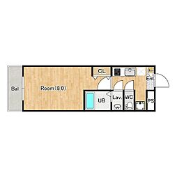 ジーメゾン川越仙波町グナーデ 1階1Kの間取り