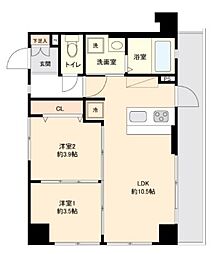 ＯＮＥ　ＲＯＯＦ　ＦＬＡＴ　ＮＩＳＨＩＷＡＳＥＤＡ 5階2LDKの間取り
