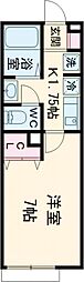 メゾンリュミエール 2階1Kの間取り