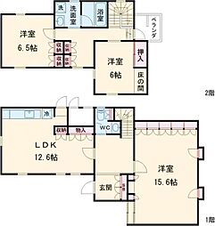 富士見台2丁目貸家 1階3LDKの間取り