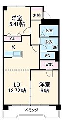グリーンハイム三陽 4階2LDKの間取り
