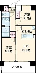 KATURA高崎 10階2LDKの間取り