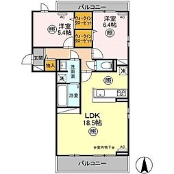 ＤーＲＯＯＭ飯田町 3階2LDKの間取り