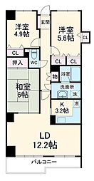 プライムシティ松戸 5階3LDKの間取り