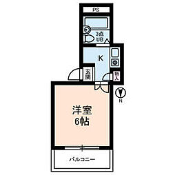 グローイングシティー大和田 4階1Kの間取り