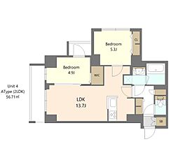 S-RESIDENCE高島平asolea 8階2LDKの間取り
