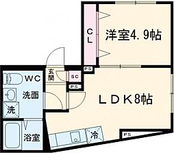 京成本線 青砥駅 徒歩4分の賃貸マンション 1階1LDKの間取り