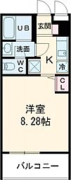 JR青梅線 福生駅 徒歩5分の賃貸マンション 3階1Kの間取り