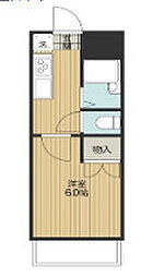 ホワイトウイング左入 2階1Kの間取り
