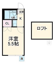 セフィール北柏 2階ワンルームの間取り