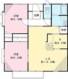 ユイマール・エフ　Ｆ 2階2LDKの間取り