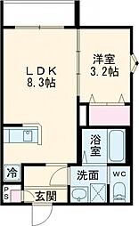 yui terraceII 1階1LDKの間取り