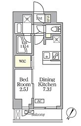アジールコート三宿テラス 4階1DKの間取り